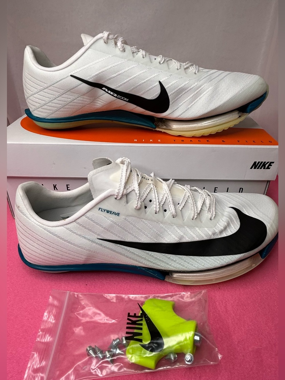 Nike Air Zoom Maxfly 2 Mens Size 10.5 White Black Running Track & Field Shoe